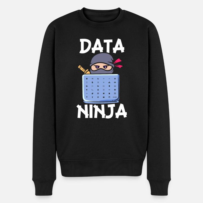 Data Ninja - Männer Premium Bio Pullover - Schwarz