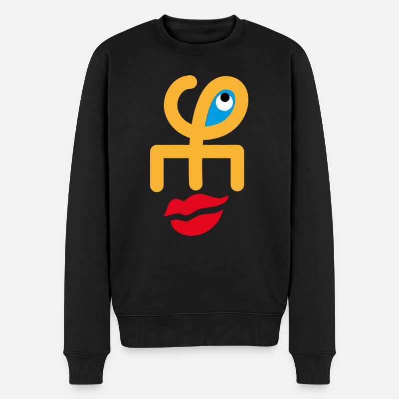Gesicht lächeln - Männer Premium Bio Pullover - Schwarz