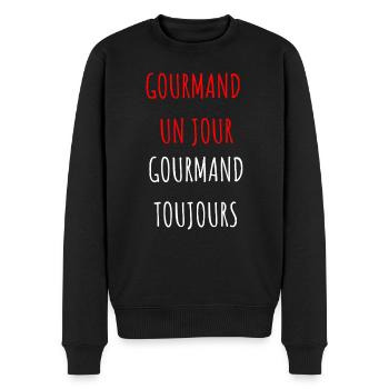 gourmand toujours cadeau humour homme - Pull Premium bio Homme - noir - Devant - Nico (187cm)
