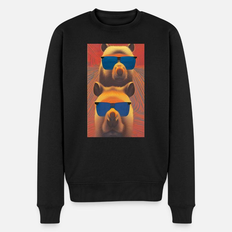 Coole Alpakas Porträt von Alpakas mit Sonnenbrille - Männer Premium Bio Pullover - Schwarz