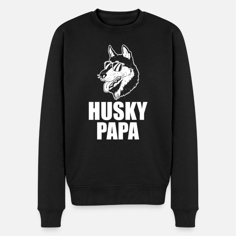 Chien Husky Papa - Pull Premium bio Homme - noir