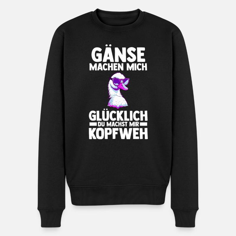 Gans Gänse - Männer Premium Bio Pullover - Schwarz