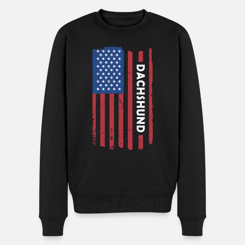 Drapeau du teckel américain - Pull Premium bio Homme - noir