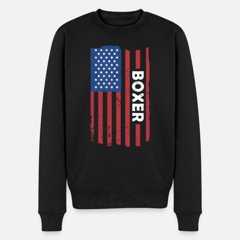 Boxer Us Flag - Männer Premium Bio Pullover - Schwarz