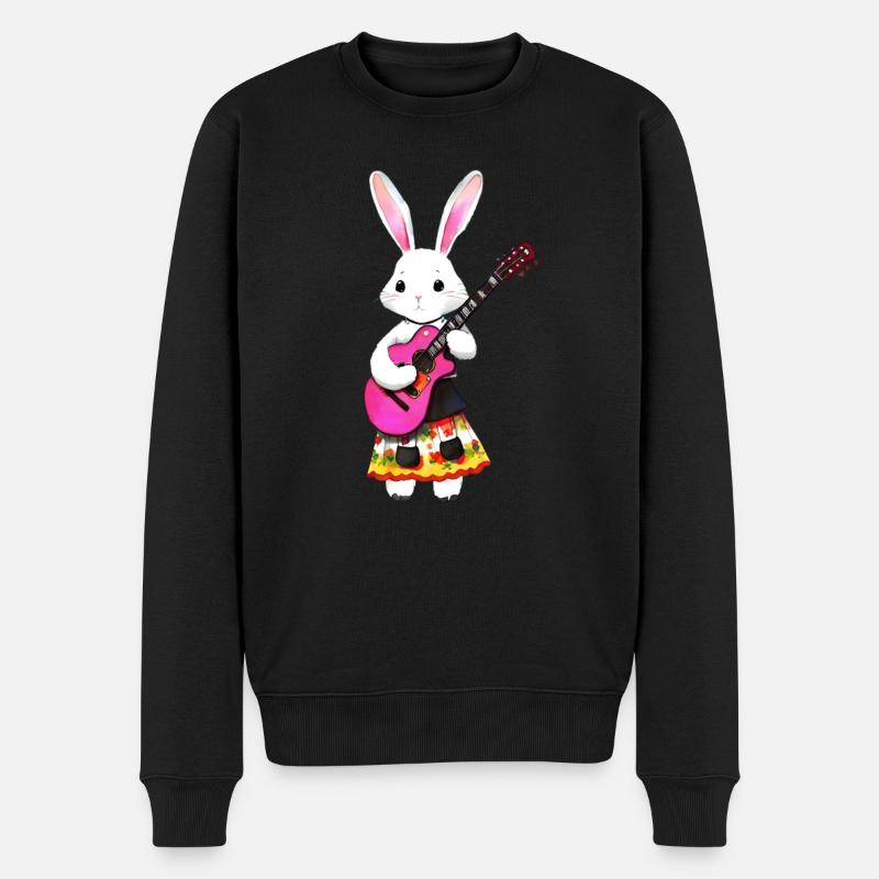 Mignon lapin romantique avec guitare - Pull Premium bio Homme - noir