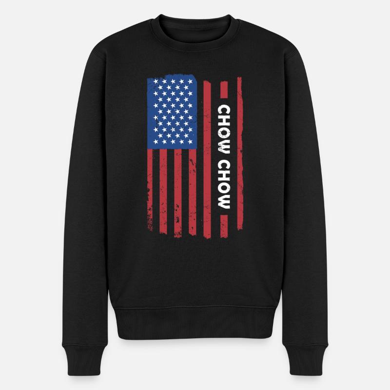 Chow Chow Us Flag - Männer Premium Bio Pullover - Schwarz