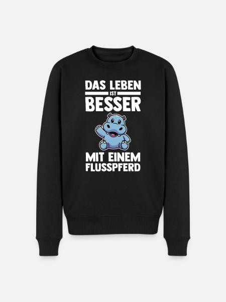 Nilpferd Flusspferd - Männer Premium Bio Pullover - Schwarz