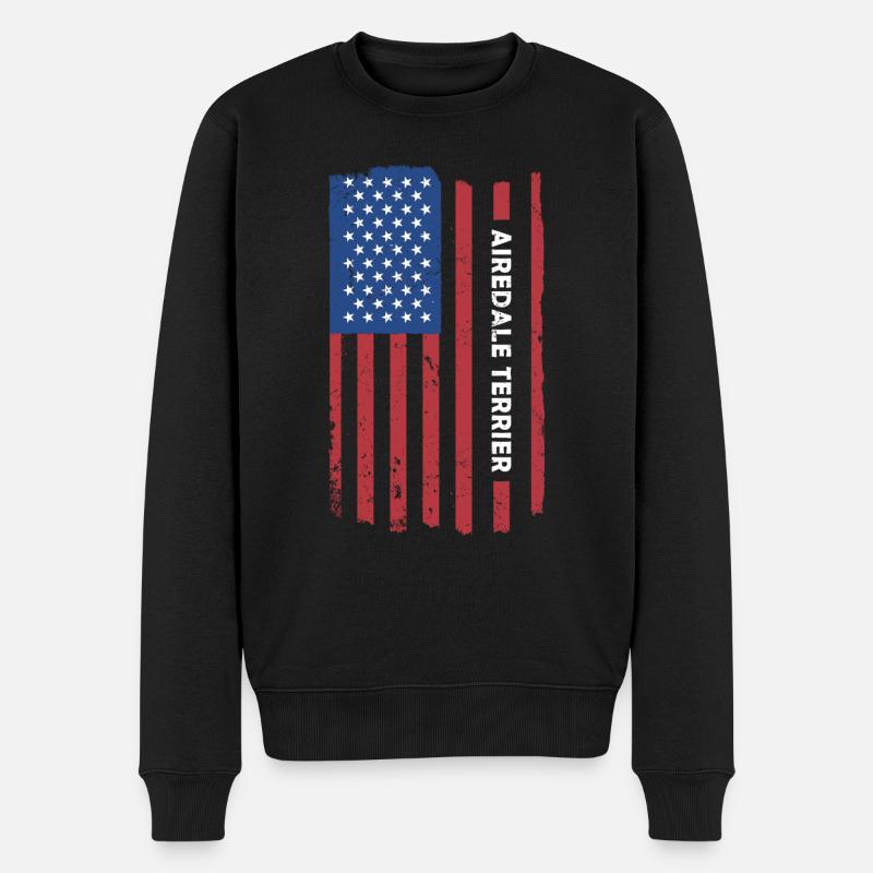 Airedale Terrier Us drapeau - Pull Premium bio Homme - noir