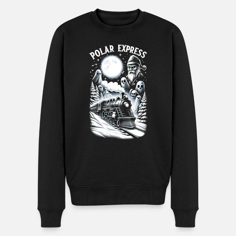 Haunted Polar Express - Männer Premium Bio Pullover - Schwarz