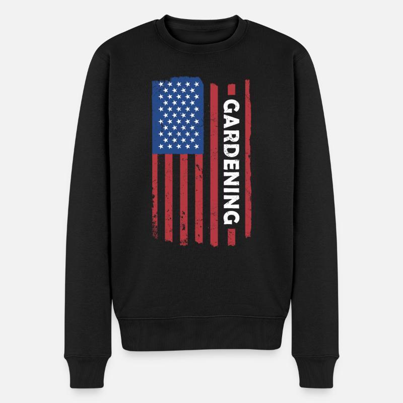 Jardinier Us Drapeau Jardinage - Pull Premium bio Homme - noir