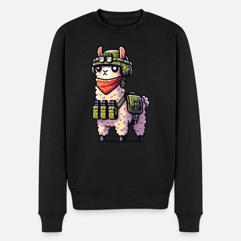 Kampf-Lama - Männer Premium Bio Pullover - Schwarz