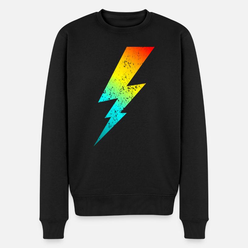 80s bolt lighting classic - Männer Premium Bio Pullover - Schwarz