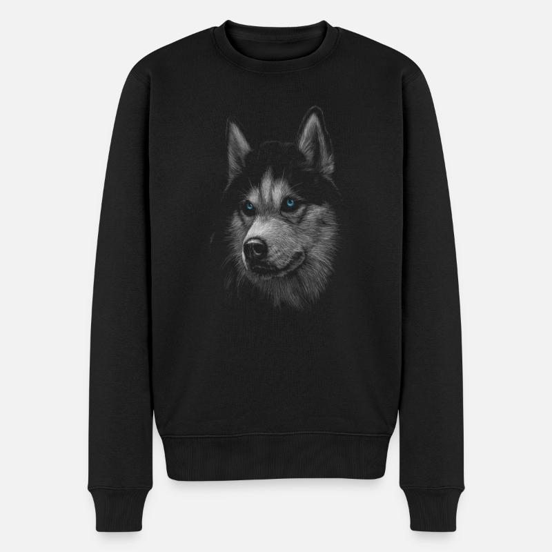 Loup aux yeux bleus - Pull Premium bio Homme - noir