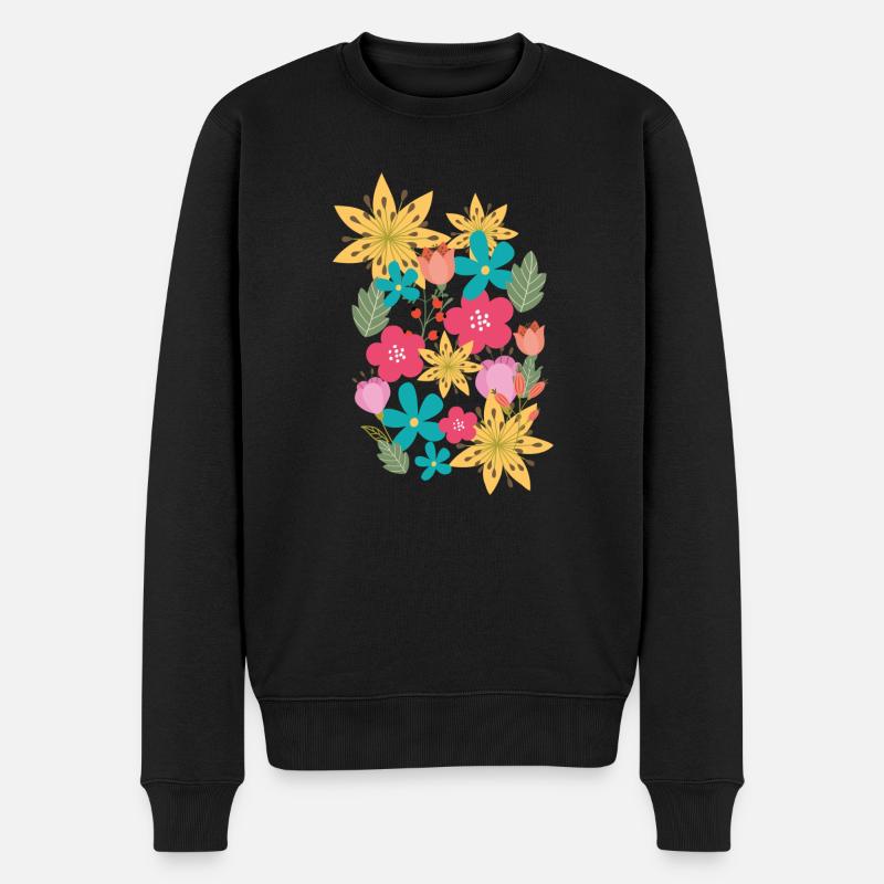 fleurs,fleur,printemps,fleurs - Pull Premium bio Homme - noir