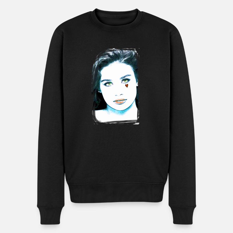 Frau, grüne Augen,demi Moore, herz, Gesicht - Männer Premium Bio Pullover - Schwarz