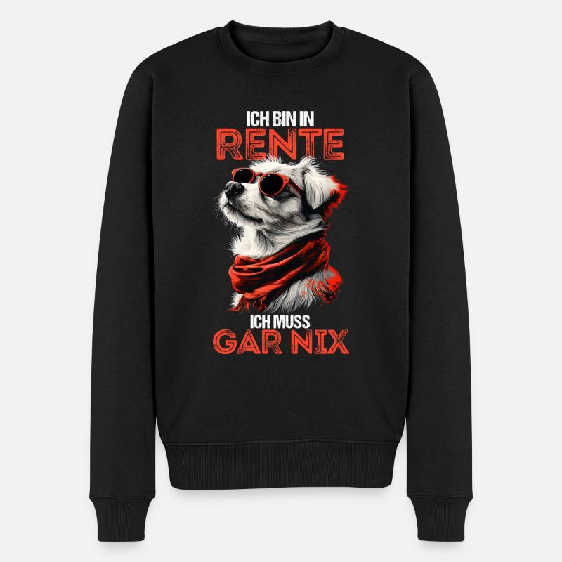 Ich bin in Rente ich muss garnix lustiges Pension - Männer Premium Bio Pullover - Schwarz