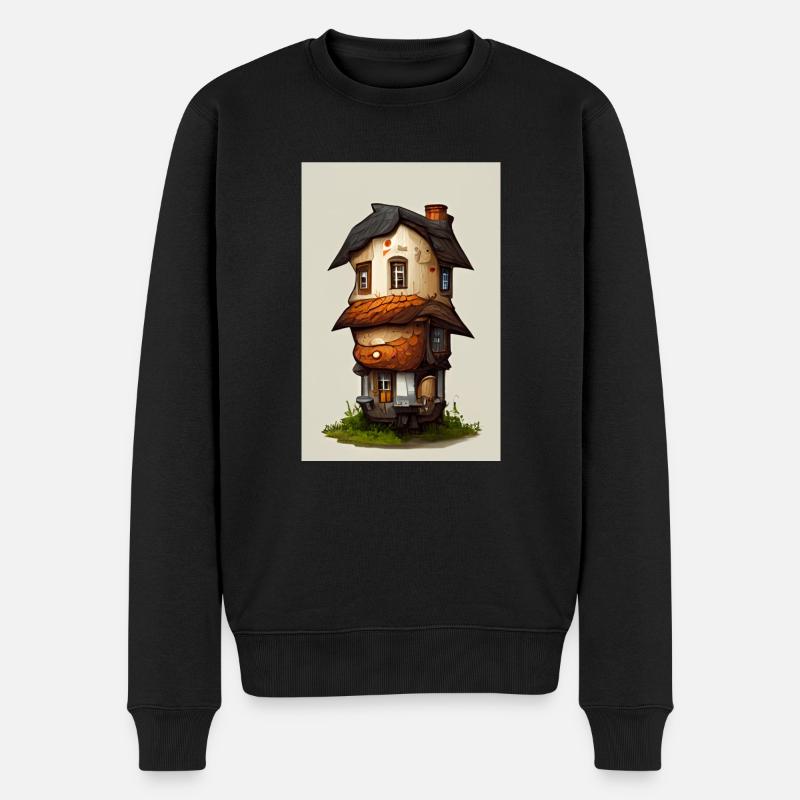 Kleines Haus Farm - Männer Premium Bio Pullover - Schwarz