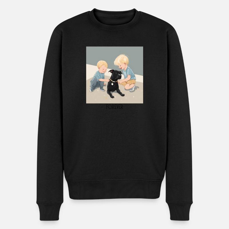Le chien et ses enfants - Pull Premium bio Homme - noir