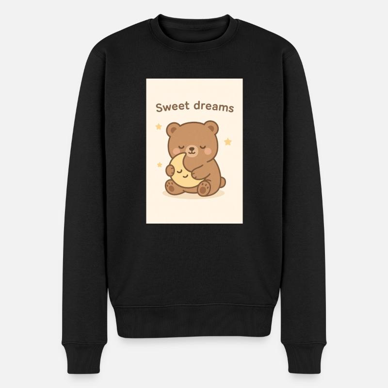 Kawaii Schlafbär Illustration – "Süße Träume" - Männer Premium Bio Pullover - Schwarz