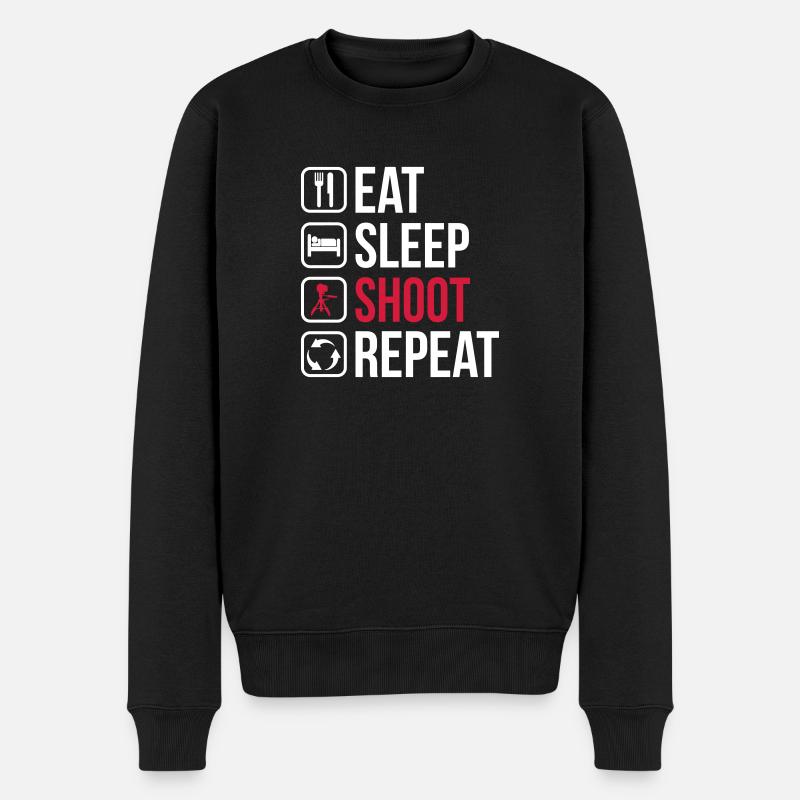 Eat Sleep Shoot Repeat - Männer Premium Bio Pullover - Schwarz