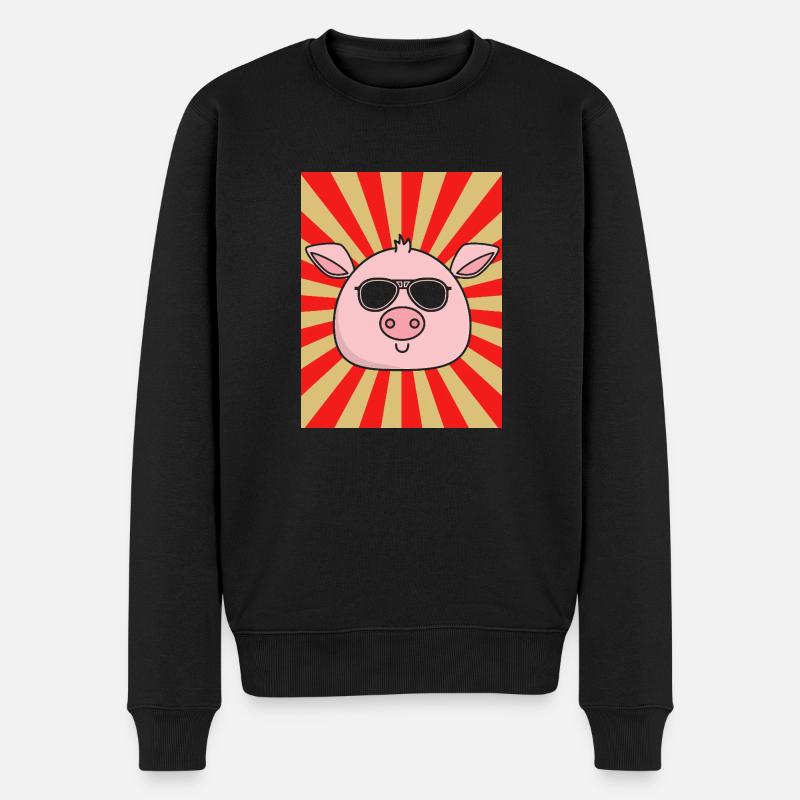 Schwein - Männer Premium Bio Pullover - Schwarz