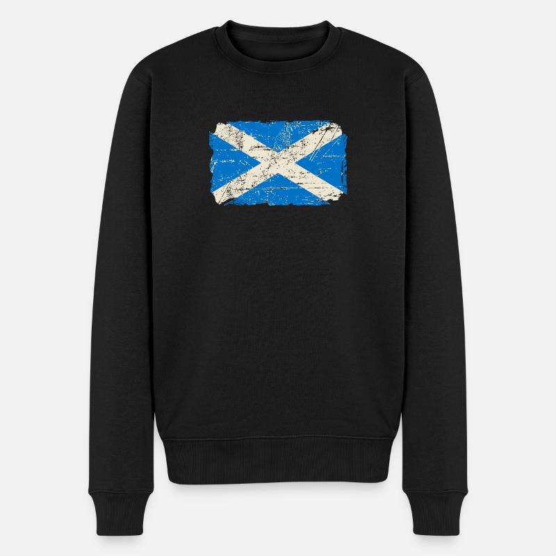 Scotland Flag - Vintage Look - Männer Premium Bio Pullover - Schwarz
