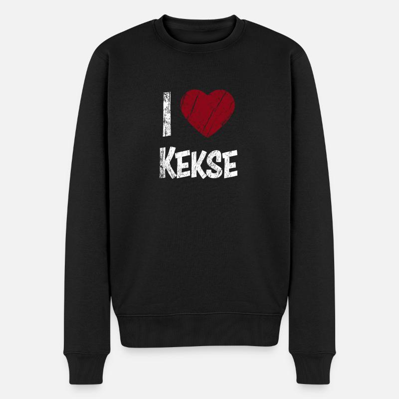 I Love Kekse - Männer Premium Bio Pullover - Schwarz