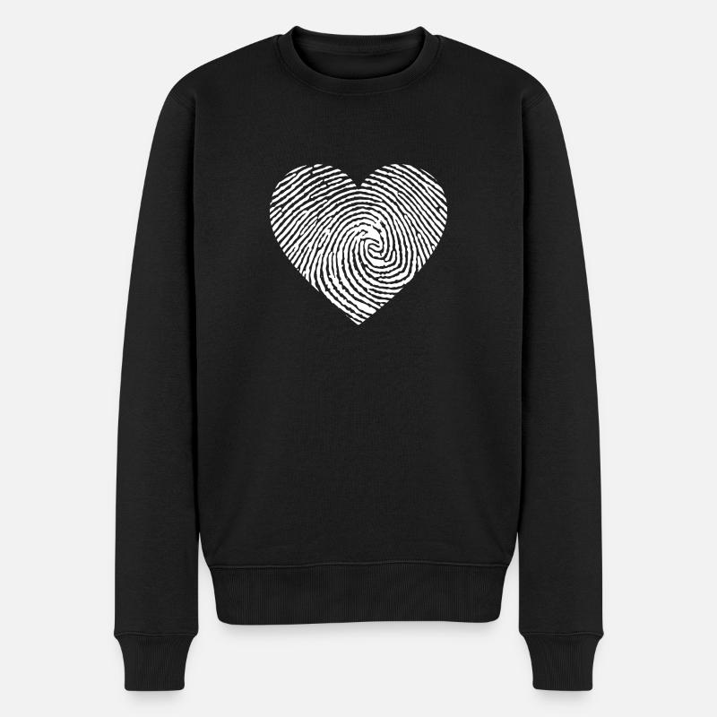 Fingerabdruck Herz - Männer Premium Bio Pullover - Schwarz
