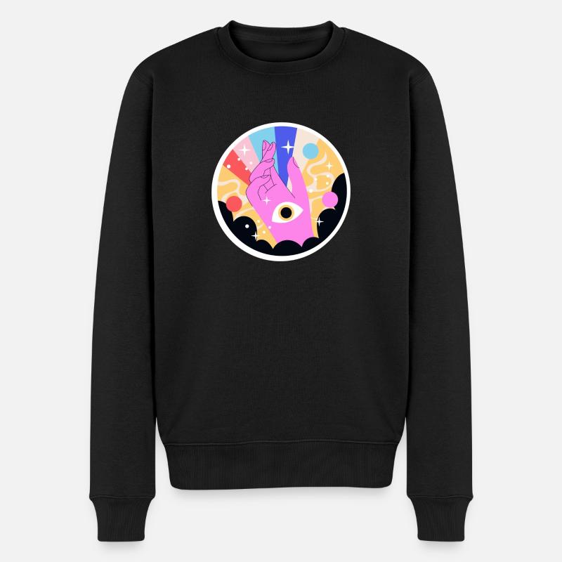 HÄNDE AUGEN - Männer Premium Bio Pullover - Schwarz
