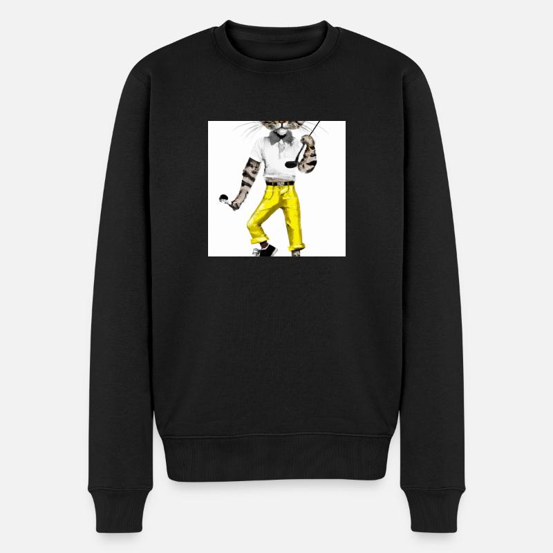 Die coole Golfkatze - Männer Premium Bio Pullover - Schwarz