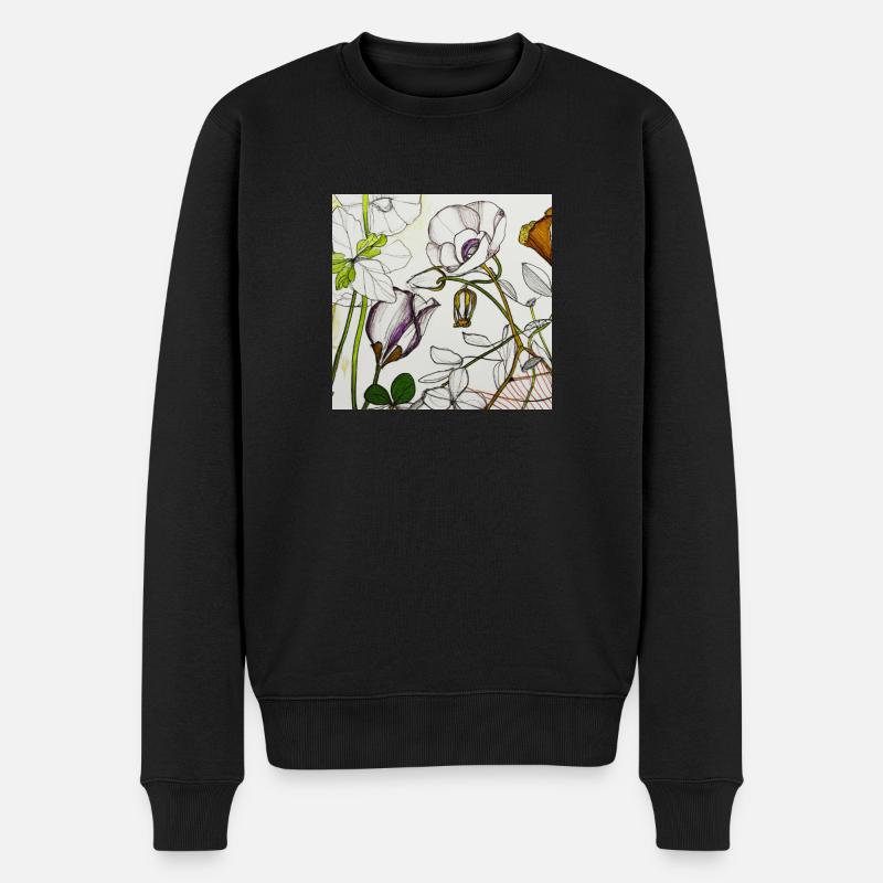 Flora Flowers - Männer Premium Bio Pullover - Schwarz