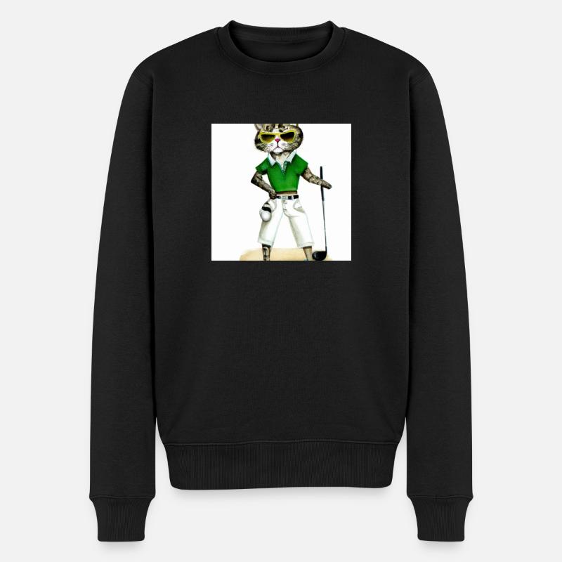 Das golfende Katzenmodel - Männer Premium Bio Pullover - Schwarz