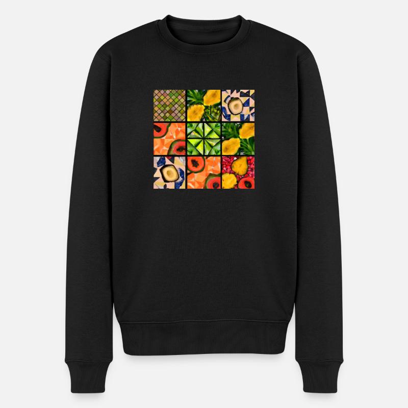 Tropische Früchte Mosaik - Männer Premium Bio Pullover - Schwarz
