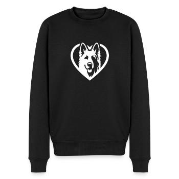 Schäferdund im Herz minimalistisch - Männer Premium Bio Pullover - Schwarz - Vorne - Nico (187cm)