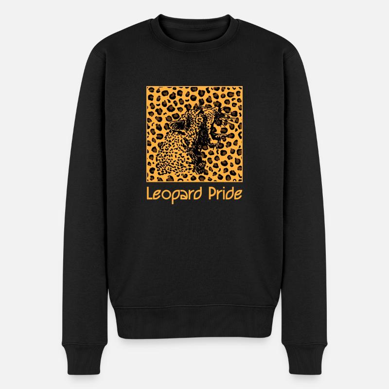 Leopard Tier Leopardmuster Raubkatze - Männer Premium Bio Pullover - Schwarz