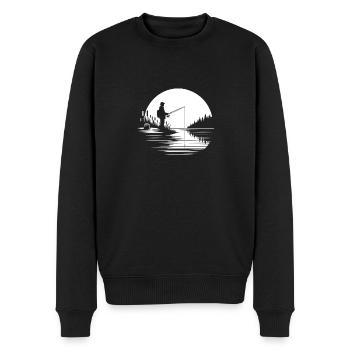 Angler am See - Männer Premium Bio Pullover - Schwarz - Vorne - Nico (187cm)