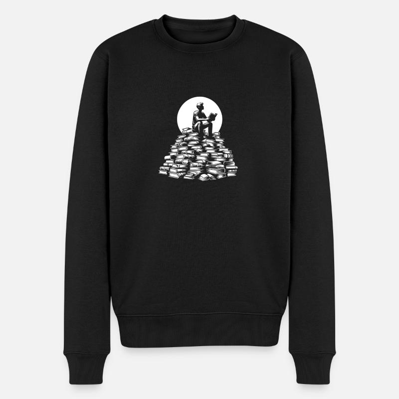 Die Gedanken in Büchern - Männer Premium Bio Pullover - Schwarz