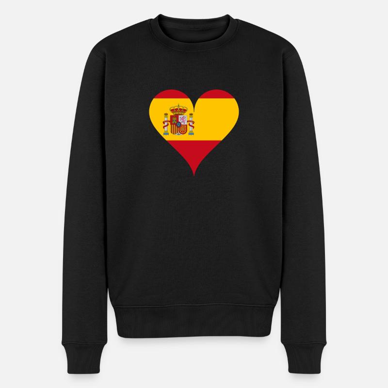 Herz Spanische Flagge Spanien Fan - Männer Premium Bio Pullover - Schwarz