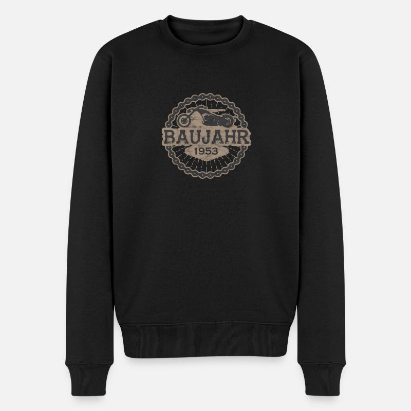 Baujahr biker geschenk born ride 1953 - Männer Premium Bio Pullover - Schwarz