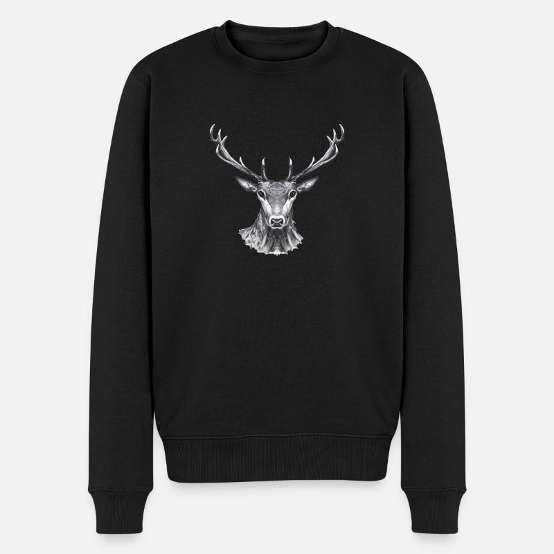 cerf - Pull Premium bio Homme - noir