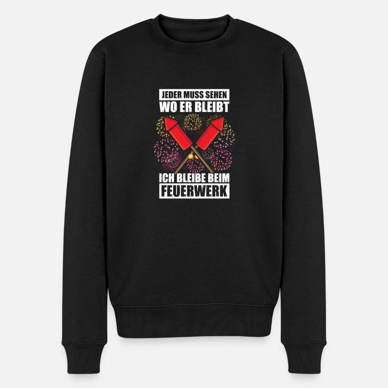 Ich bleibe beim Feuerwerk Pyrotechniker Böllern - Männer Premium Bio Pullover - Schwarz