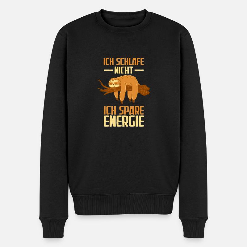 Energie sparen Faultier Statement Bürohumor - Männer Premium Bio Pullover - Schwarz