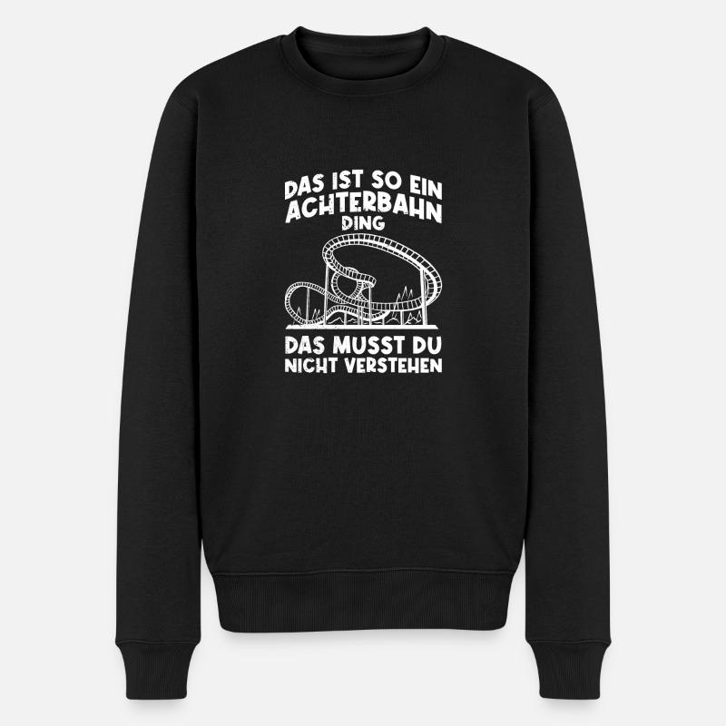 Freizeitpark Rollercoaster Achterbahn Freak - Männer Premium Bio Pullover - Schwarz