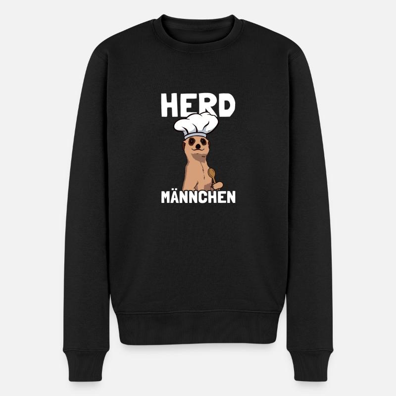 Herdmännchen Erdmännchen Koch Backen Bäcker - Männer Premium Bio Pullover - Schwarz