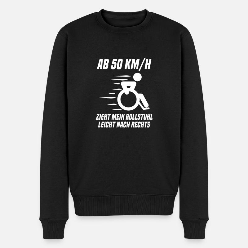 Ab 50 km/h zieht mein Rollstuhl Rollstuhlfahrer - Männer Premium Bio Pullover - Schwarz