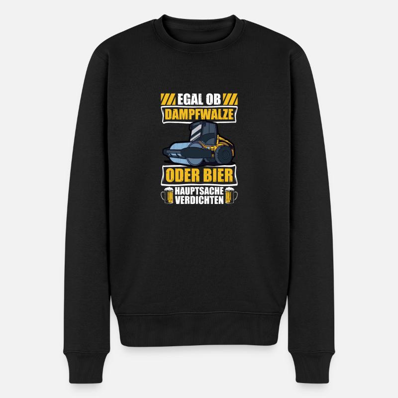 Dampfwalze oder Bier Straßenbauer Straßenwärter - Männer Premium Bio Pullover - Schwarz