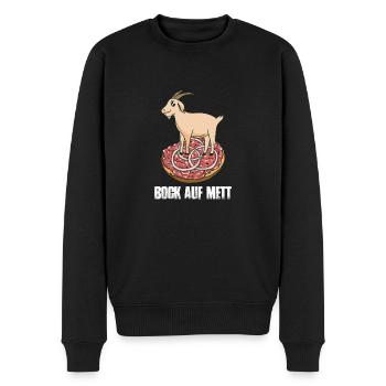 Bock auf Mett Mettbrötchen - Männer Premium Bio Pullover - Schwarz - Vorne - Nico (187cm)