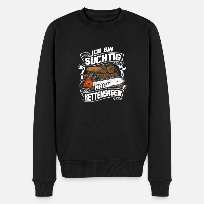 Holz machen Holzfäller Waldarbeiter Kettensägen - Männer Premium Bio Pullover - Schwarz