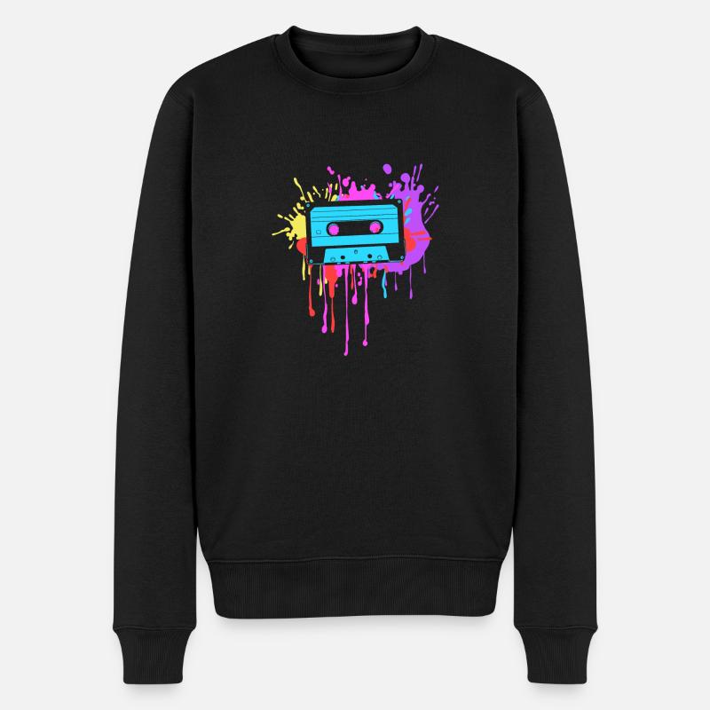 80's Mottoparty 80er Jahre Outfit Kassette - Männer Premium Bio Pullover - Schwarz