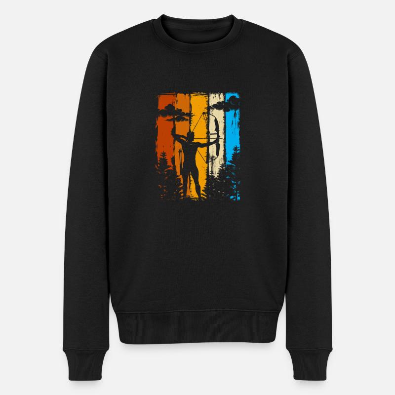 Bogenschütze Pfeil und Bogen Bogenschießen - Männer Premium Bio Pullover - Schwarz